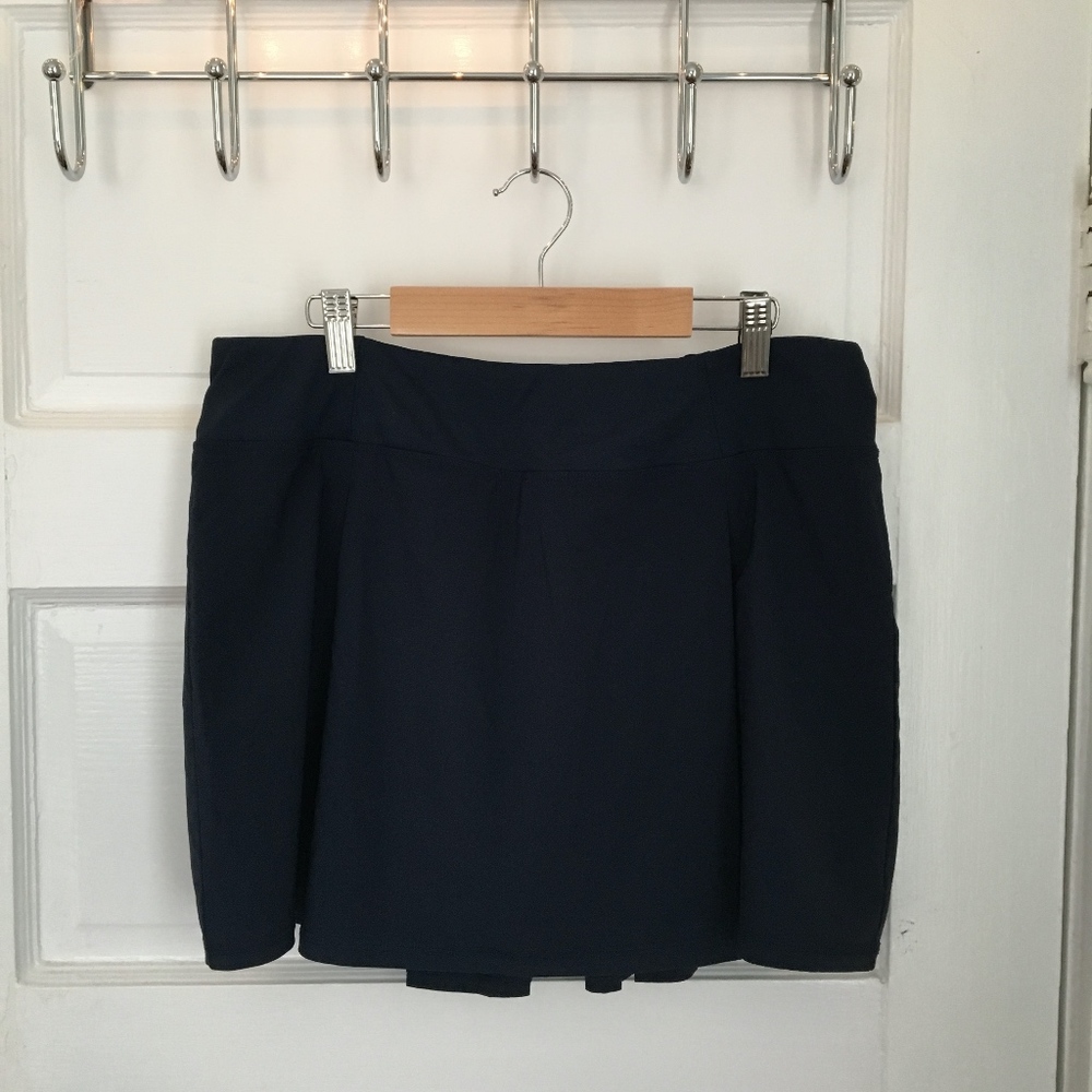 Pleated athletic skort - Navy
